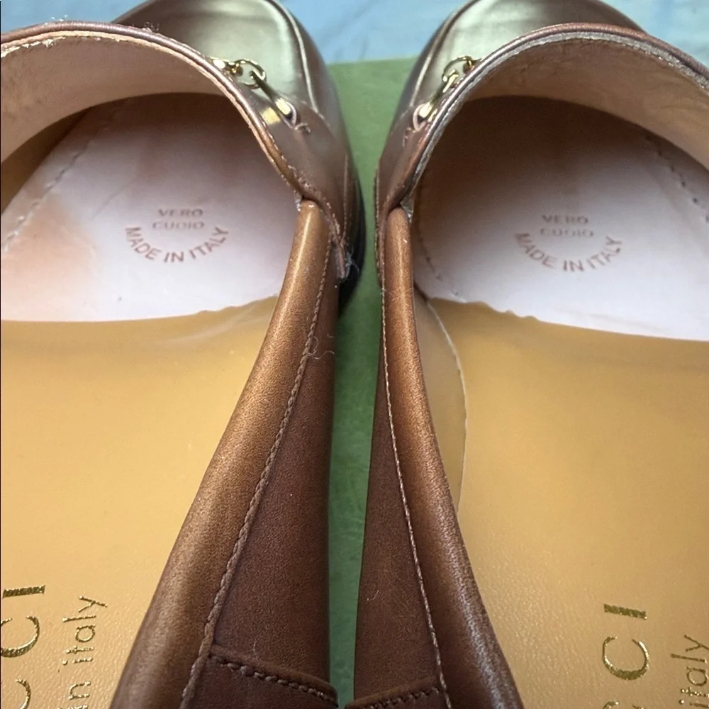 Gucci Brown Leather Horsebit Slip-On Loafers